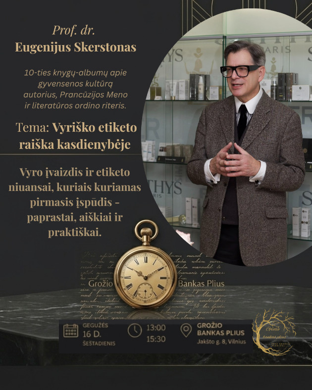 SOTHYS grožio namai kviečia į išskirtinį renginį apie vyro įvaizdį, priežiūrą ir etiketo subtilybes