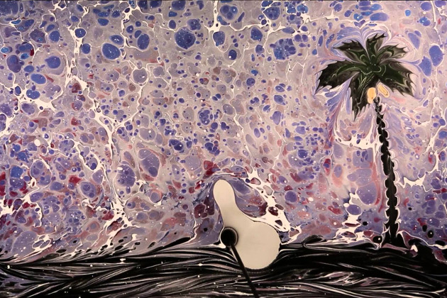 Ebru menas – tapyba ant vandens