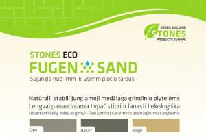 Jungiamoji medžiaga grindinio plytelėms STONES ECO FUGENSAND - natūrali, stabili, ypač stipri ir lanksti