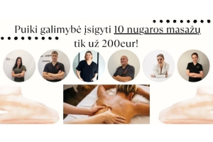 MASAŽO NAMŲ specialus pasiūlymas Jūsų sveikai nugarai – 10 nugaros masažų už 200 Eur