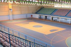 Sportinės grindys: Vidinė besiūlė elastinga grindų danga gimnastikos ir sporto salėms Pulastic 2000 (5+2)
